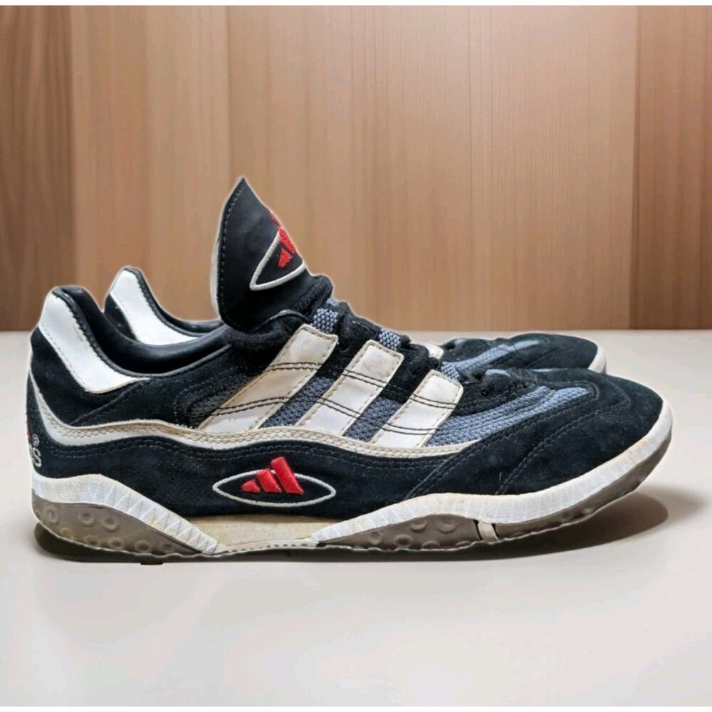 Vtg 90s Adidas Supernova Indoor Soccer Shoes Mens 7.5 Black Blue Sneakers Skater